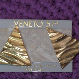 Veneto 57 Womens Gold Surgical Steel Vintage Triangle Shaped Earrings